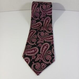 Damon Paisley Pattern Silk Blend Necktie Burgundy‎ Black Men's Accessory